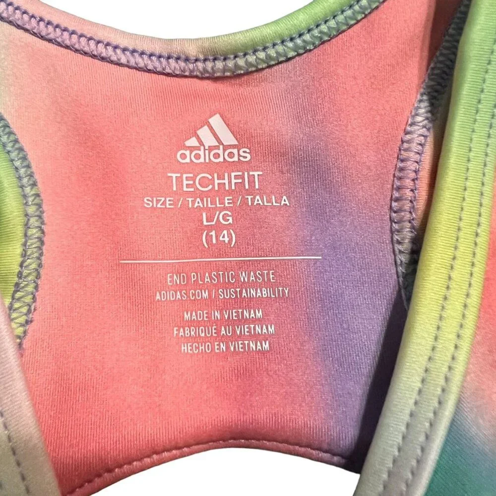 Adidas L (14) TechFit Tie Dye Sports Bra - Picture 5 of 5